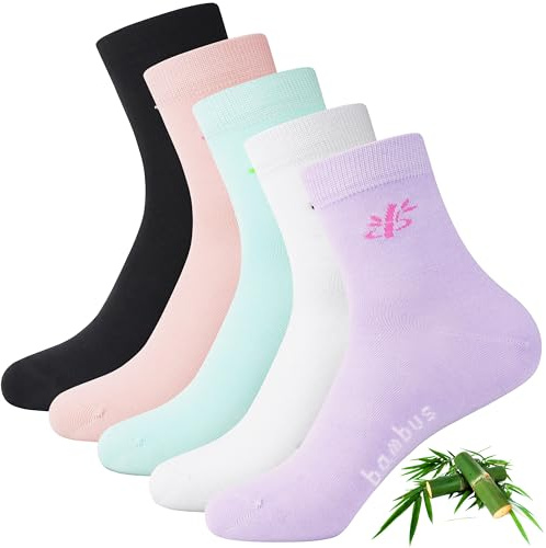 Jeasona 5 Paires Chaussettes Bambou pour Femme Sans Couture Taille 35-38, Multicolore-1378A5