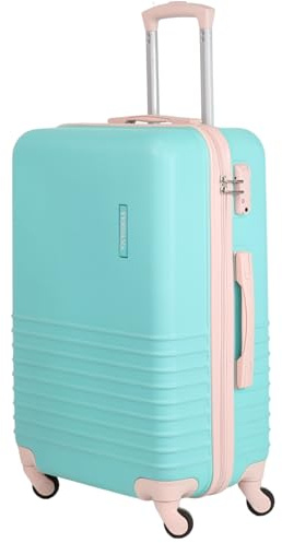 Fergana 28 Large Checked Luggage, ABS Hard Shell Spinner Suitcase with Built in TSA Lock, Lightweight Durable Travel Trolley Case for Long Trips (Baby Blue, 28 Inch - Large)