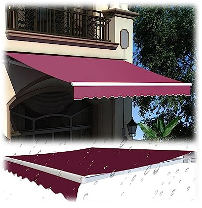 Tessuto di ricambio per tenda da sole impermeabile – 250 g resistente ai raggi UV in poliestere arrotolabile copertura per giardino, terrazza, negozio e garage tende (colore rosso)