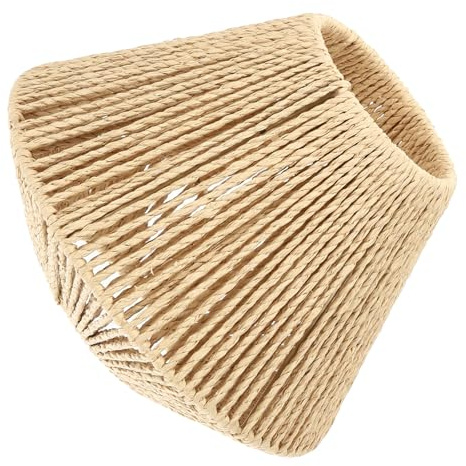 HONITANO Abat Jour Rustico Intrecciato in Corda di Paglia, Paralume Sospeso E27 Beige, per Sala da Pranzo e Ristorante, Luce Soffusa