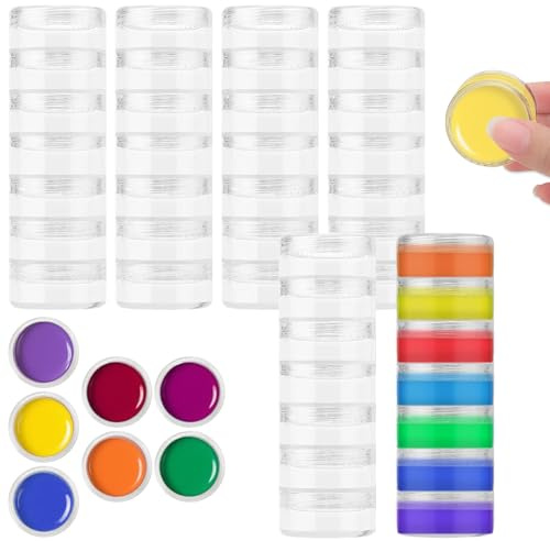 Diakey 42 Pack Paint Containers Cups with Lids, Stackable 10ml Empty Watercolor Paint Pans, Travel Watercolor Palette Tin Case Pot for DIY Travel Kit, Acrylic Painting, Gouache