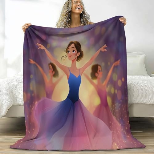 Coperta quattro stagioni Ballerina per Divano Sedia, Morbidi Coperte Plaid Flanella Illustrazioni a Fumetti - Caldo Trapuntino Sherpa, Peluche Morbido Copriletto Letto, 130 x 150 cm