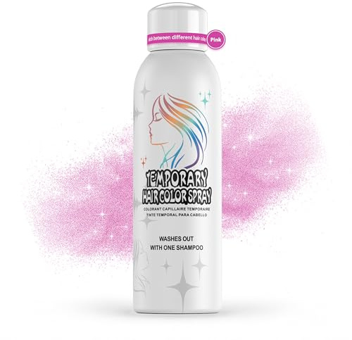 Pink Temporary Hair Color Spray for Adults, Instant Colored Hair Dye Alternative, Non-Sticky, Gentle Formula, Washable Disposable, Cosplay Halloween Christmas Party, 150ml