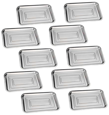 Toyvian 10 pièces Plateau Inox Rectangulaire Plateau de Service Multifonction pour Barbecue Buffet Cuisine et Repas Famille et Pratique Acier Inoxydable