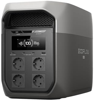 EF ECOFLOW DELTA 3 Max Portable Power Station, 2048Wh LiFePO₄ Battery | 2400W X-Boost Output, Ultra-Fast 0–80% Charging in 51 mins, Solar Generator for Home Backup, Power Outages, RV & Outdoor Use