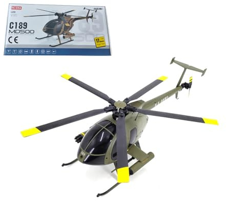 ENGINEMECH 1:28 MD500 C189 Little Bird Ferngesteuerter Hubschrauber, 2,4 GHz 4-Kanal RC Hubschrauber mit Gyro Stabilisierung, tarten und Landen Sie mit einem klick, Outdoor Flugspaß für Erwachsene