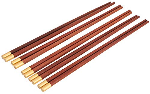 ERYUE Juego de Palillos de Palisandro Estilo Chino Tradicional Regalo Duradero Seguro para Socios Comerciales (Caja regalo cinco pares sándalo rojo)