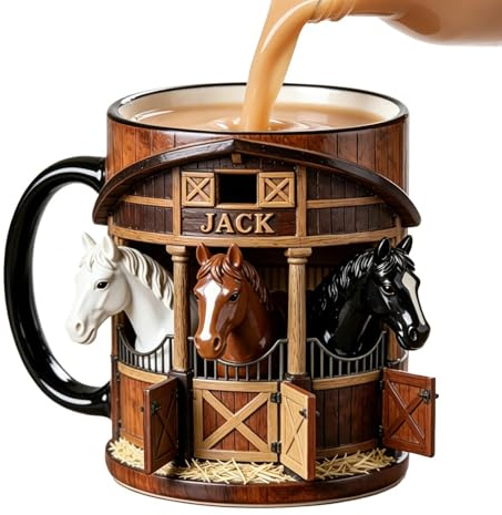 da caffè in ceramica, 330 ml, ergonomica a tema cavallo, regalo artistico per amanti dei , per latte, tè e cioccolata calda, a forma di animale per casa, ufficio, mamma e