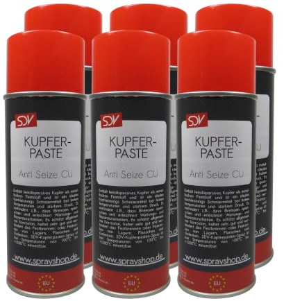 SDV Chemie Kupferpaste Spray 6x 400ml Bremspaste bis 1200°C | Copper Anti Seize Lubricant, Kupferfett, Kupfer-Spray