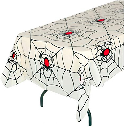 FIESTAS GUIRCA | Nappe Toile d'Araignée Blanche (135x270 cm) - Décoration de Table pour Fêtes d'halloween Terrifiantes - Idéal pour Célébrations Effrayantes - Blanc, T.Única