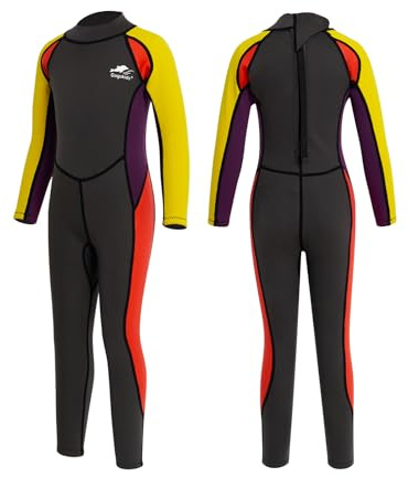 Gogokids Neoprenanzug Kinder Lang, 2,5mm Neopren UV-Badeanzug Rückenreißverschluss, Thermo Neoprenanzüge für Mädchen Jungen zum Schwimmen, Surfen, Tauchen