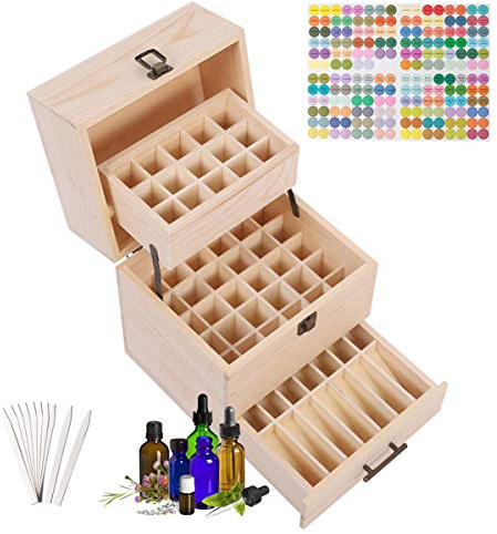 BrilliantDay Ätherisches Öl Box Organisator Aufbewahrungsbox 59 Löcher Holzbox für Duftöle und Ätherische Öle Deal Geschenk für Geburtstage und Weihnachten