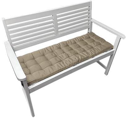 Brandsseller Coussin de Banc 120x40x4 cm – Coussin pour Banc de Jardin et Banc de Salle à Manger – Imperméable, Facile d’Entretien & rembourré – Usage intérieur & extérieur – Taupe/Beige