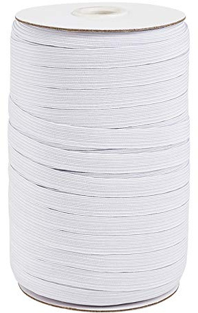 Cheriswelry 3/8 bande élastique plate blanche tressée cordon élastique boucle d'oreille corde sangle pour bricolage oreille cravate artisanat couture fabrication, environ 90~100 mètres