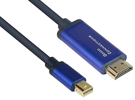 Good Connections® SmartFlex - Cable Mini DisplayPort 1.4 a HDMI 2.0 (4K UHD @60 Hz RGB, 4:4:4, cobre, carcasa de aluminio, muy flexible, 2 m), color azul oscuro