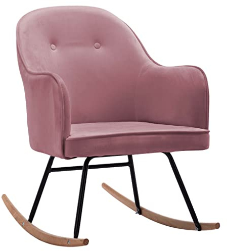 vidaXL Schaukelstuhl Schwingsessel Relaxstuhl Schwingstuhl Stuhl Polsterstuhl Wippstuhl Schaukelsessel Sessel Relaxsessel Rosa Samt