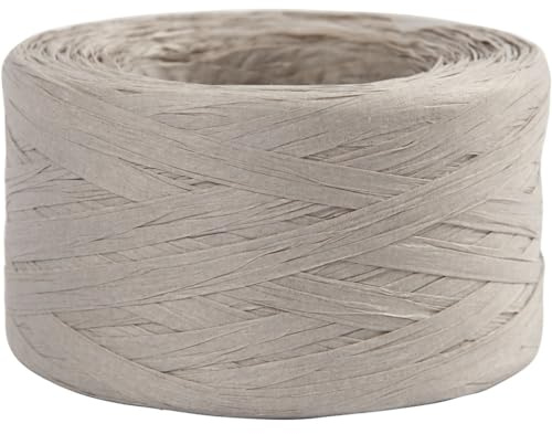 Papier-Raffiabast, L 100 m, B 7-8 mm Hellgrau