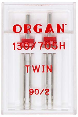 BIG-SAM Organ Nähmaschinennadeln | Jersey, Super-Stretch, Jeans, Leder oder Universal | Verschiedene Nadelstärken (Twin - Doppelnadeln, 2X 90/2,0)