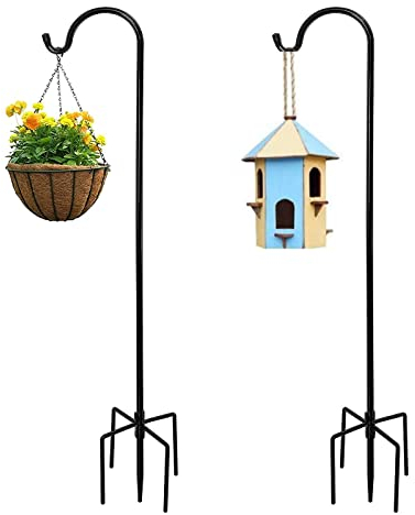 Ganci Di Pastore - XRR 2 Pezzi 96 cm Ganci Da Giardinaggio, Paletto Da Giardino In Metallo Con Gancio 5 artigli, per mangiatoie uccelli, lanterne,Natale,Sfera Di Fiori, matrimoni