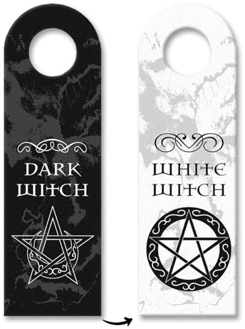 Türhänger 10er Set mit magischen Pentagrammen und Spruch - White Witch - Dark Witch für Hexen die zu Halloween oder zur Walpurgisnacht zeigen wollen auf welcher Seite der Magie