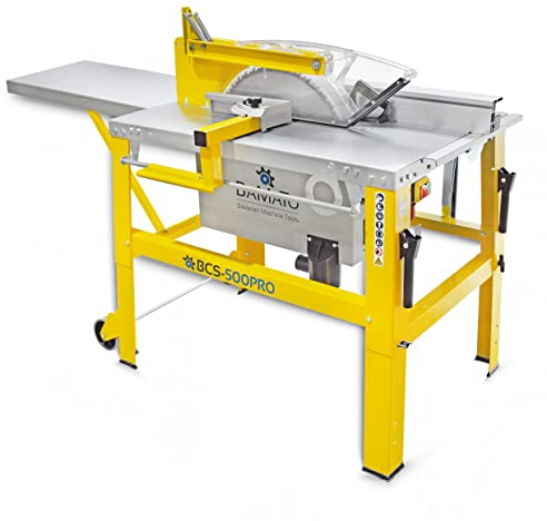 BAMATO Tischkreissäge BCS-500PRO | inklusive 500mm HM Sägeblatt mit 44 Zähnen | Querschneidvorrichtung klappbar und winkelverstellbar | Baukreissäge Tischsäge