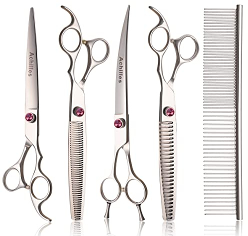 Achilles Professional 7-teiliges Scheren-Set Hund 8 ZOLL - Hundeschere - Trimmschere Hund