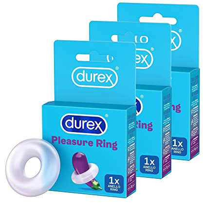 Durex Pleasure Ring, Anello Stimolante per lui, per Prolungare il piacere, 3 pezzi