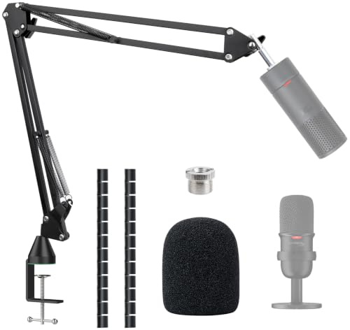 SoloCast Boom arm for HyperX, Microphone Stand for HyperX SoloCast – Mic arm Upgrade C Desk Clamp, 2 Cable Ties, Mic Cover Compatible with HyperX SoloCast by SUNMON | Mic arm Upgrade C Desk Clamp, 2 Cable Ties, Foam Mic Cover