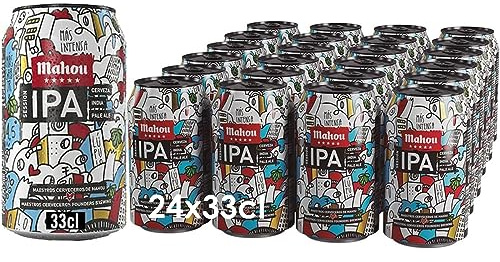 Mahou 5 Estrellas, Cerveza IPA Dorada Aromática, Pack 24 Latas x 33cl