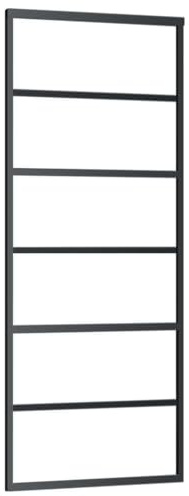 vidaXL Schiebetür mit Soft-Stop-Funktion Glasschiebetür Glastür Glas Schiebe Tür Schiebetürsystem ESG-Glas Aluminium Schwarz 76x205cm