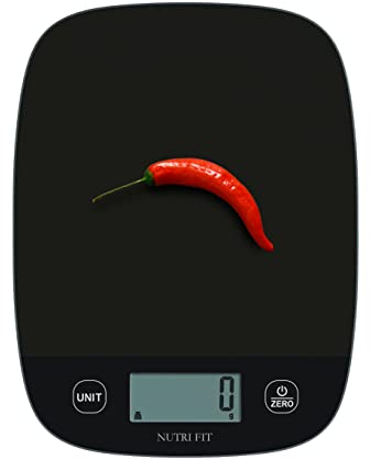 NUTRI FIT Báscula digital de cocina ultrafina, báscula electrónica multifunción, plataforma de plástico de pantalla grande, 5 kg/11 lb-1 g lb.oz oz g ml (negro)