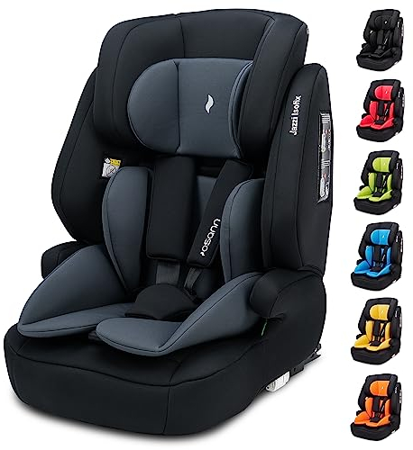 Osann Jazzi Isofix – Der sichere Kindersitz ab 1 Jahr (76–150 cm), mitwachsend mit Isofix & Top-Tether, Schutz & Geborgenheit auf jeder Fahrt - Nero