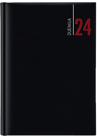 Tageskalender 2024 aus Kunstleder, Format A5, 15 x 21 cm, verschiedene Farben, 9101 x MT (schwarz)