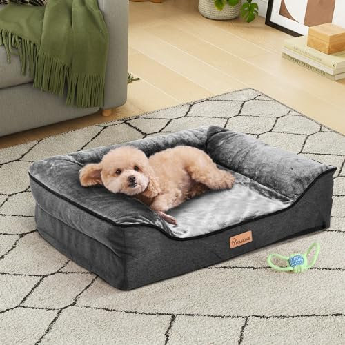 YITAHOME Panier pour Chien Orthopédique,Coussin Dehoussable pour Chien,Coussin Dehoussable pour Chiens,Lavable Lit Chiens,71x58cm,Noir
