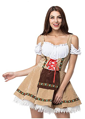 Dirndl Damen Kurz - Trachtenkleid Damen Grosse Grössen Dirndlkleid Trachten Kleid Mini Dirndel Spitze Trachtenmode Dirndelkleider Dirndl & Dirndl-Sets für Frauen Mädchen Oktoberfest Outfit