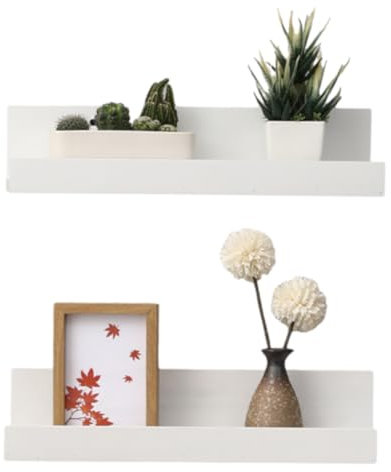 Gio Arreda Mensole da Muro, Set da 2, Mensole da Parete, Larghezza di 42 cm, Mensole per Foto Decorazioni (Bianco)