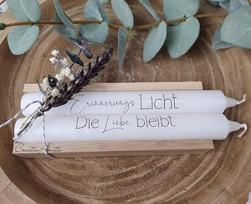 Gedenkkerzen - Trauerkerzen -Erinnerungslicht- Stabkerzen mit Spruch - Dekoriert
