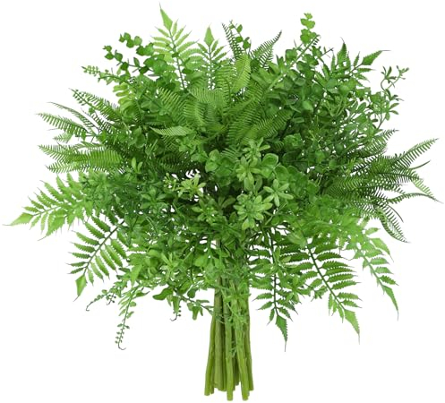 Floralsecret 20pcs Artificial Boston Fern Plants Faux Greenery Eucalyptus Stems for Home Garden Office Floral Arrangements Table Centerpieces Indoor Outdoor Decor
