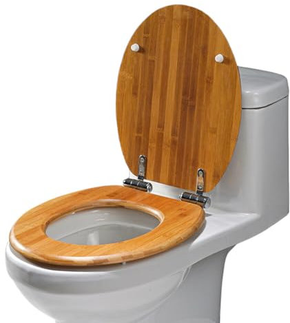 Sedile WC con freno anticaduta, in legno, con abbassamento automatico, antiscivolo, per adulti e bambini