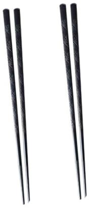 Alipis Palillos de Aleación Ecológicos y Antideslizantes, 2 Pares Portátiles de Diseño Único para Comedor y Fiesta en Color Negro