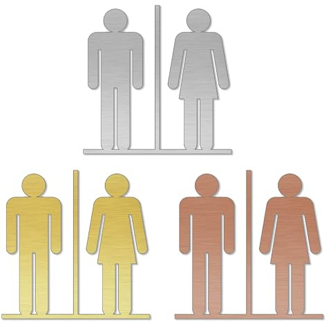 banjado® WC Schild selbstklebend/Graviertes Türschild WC Design Damen und Herren 1 / Toilettenschild 10x10cm / WC Aufkleber in Kupfer Optik/Badezimmer Schild
