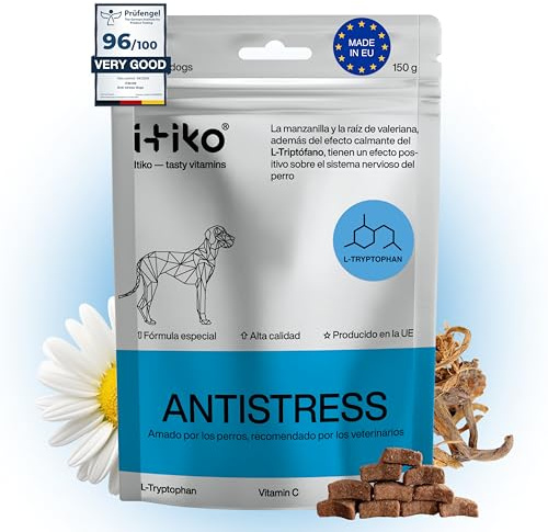 ITIKO Vitamine für Hunde | Lecker Hund Beruhigung Futterergänzung | Beruhigungsmittel für Hunde | Verbesserung des Nervensystems, Bellhemmend, L-Tryptophan