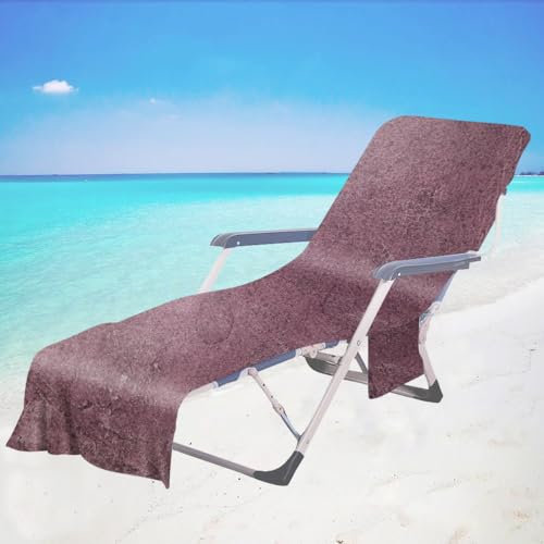 Surwin Schonbezug Für Gartenliege Strandliegenauflage Frottee Liegenauflage Stuhl Strandtuch Retro Sun Lounger Bezug mit Tasche Sporthandtuch für Strand Garten Schwimmen (Lila,75x210cm)