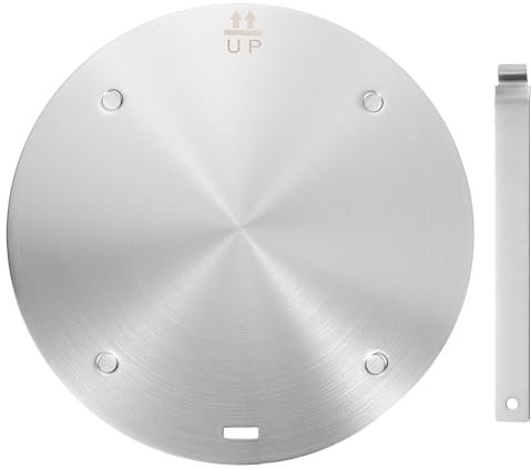 sourcing map Heat Diffuser Plate for Gas Stove 9.4 Inch Round Heat Conduction Induction Adapter Plate with Removable Handle Cookware Protector for Cookware Heat Cooking Unfreeze, Silver Tone