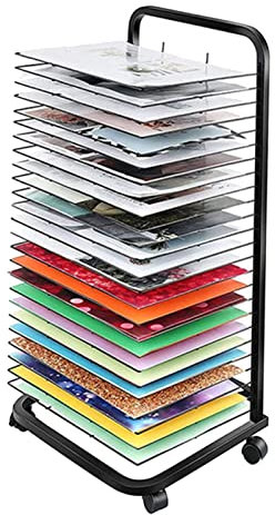 Kunst-Trockenständer mit Rollen für Bildungsschulen und Kunstclubs, ideale Regalaufbewahrungslösung, Siebdruck, 8KA3, Album-Display-Rack mit 20 Etagen