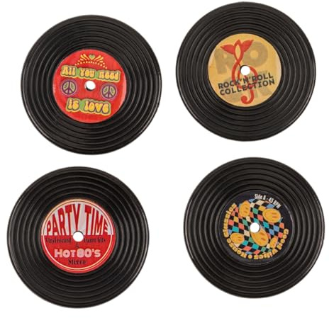 Juego de 4 imanes de vinilo retro para nevera