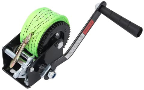 Argano a manovella 272,2 kg con Cinghia in Poliestere 5 m e Gancio a cricchetto a Doppia Via, argano Manuale Resistente per rimorchi, Barche, Yacht