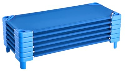 VEVOR Sieste stapelbar barnsäng, 6 st, bärbar sovsäng för småbarn, 130 x 57 cm, barndagssäng, för förskola, klassrum, för sömn, vila, blå