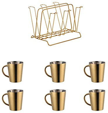 SANRLO Taza de café portátil de acero inoxidable con soporte de almacenamiento para escritorio