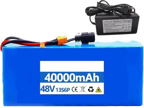 Ebike Batería 36V 48V 10AH 20Ah 30Ah 40Ah Litio Pack 36V 48V Baterías Recargables Eléctrica Scooter PVC Impermeable para 200W 350W 400W 500W 800W 1000W con Charger XT60,48V 20AH